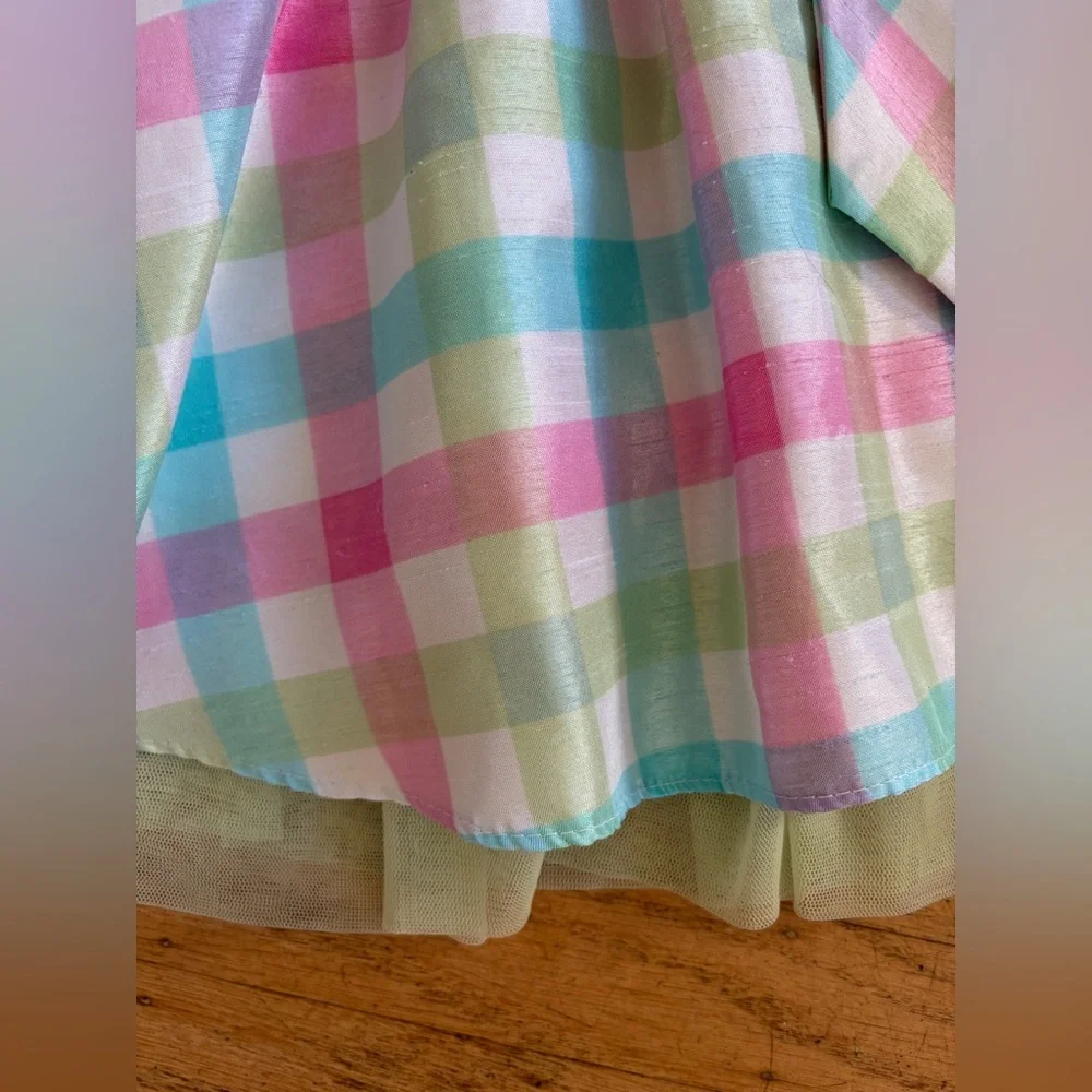 Joana Michelle pink plaid taffeta Easter dress - Picture 3 of 6